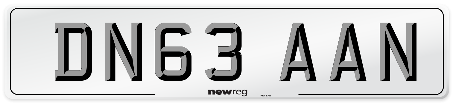DN63 AAN Number Plate from New Reg